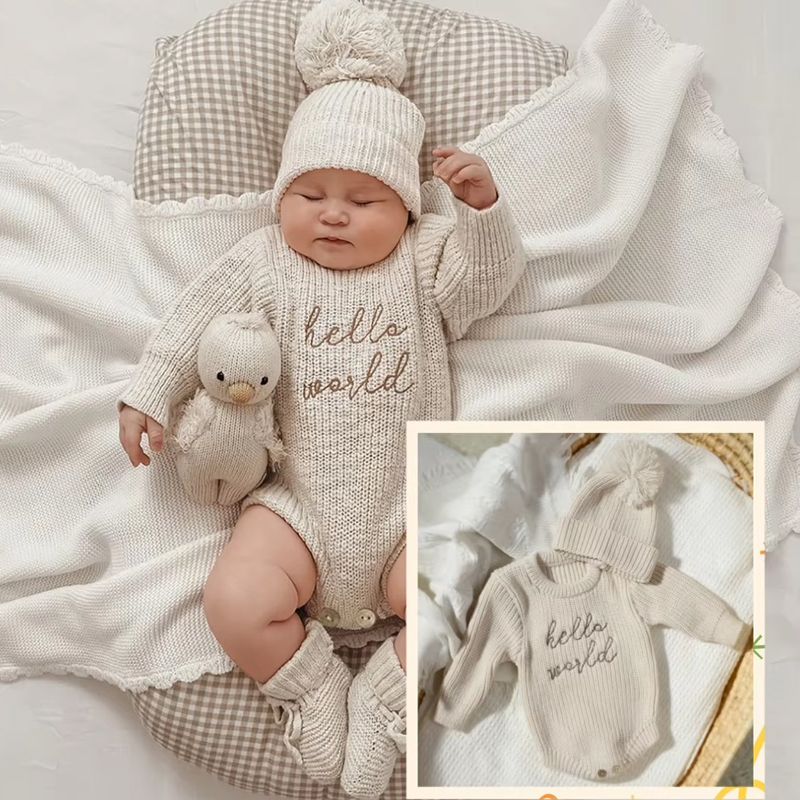 Baby Clothing Boy - Ylsteed Hello World – barboteuse tricotée